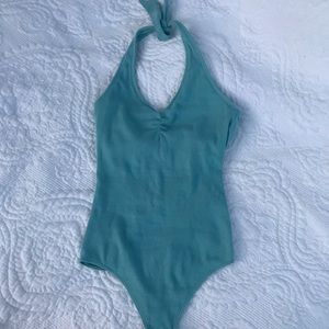 ❗️SOLD❗️🌻 hollister teal halter tie bodysuit